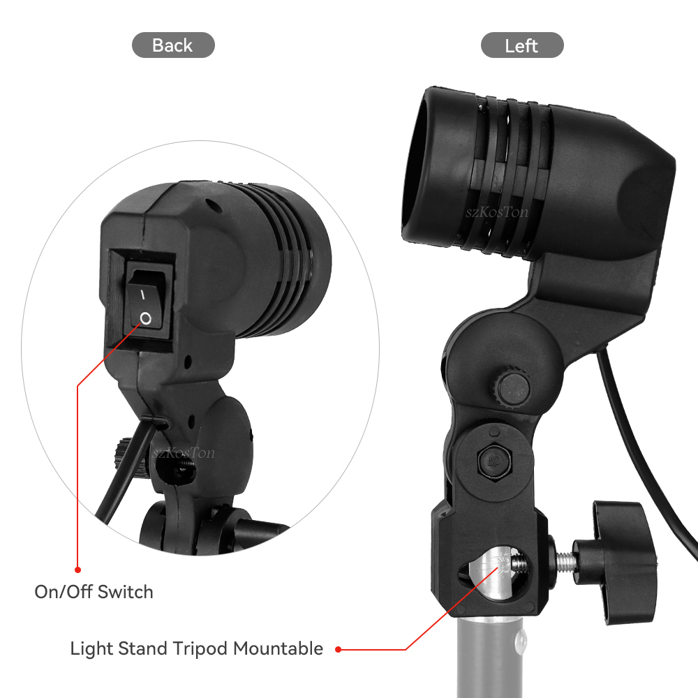 حامل لمبة برأس واحد E27 مقبس ف - مراجعة Photography Umbrella Lights وسعره